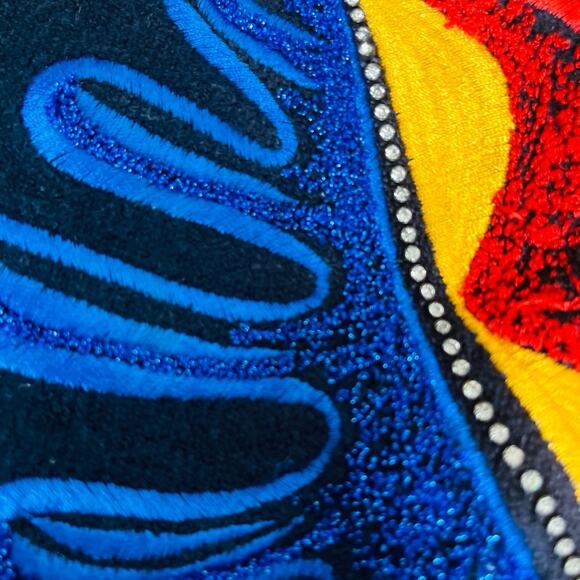 Escada VTG Margaretha Ley Abstract Rhinestone Silk Sweater Navy Size 36/S - Picture 6 of 6